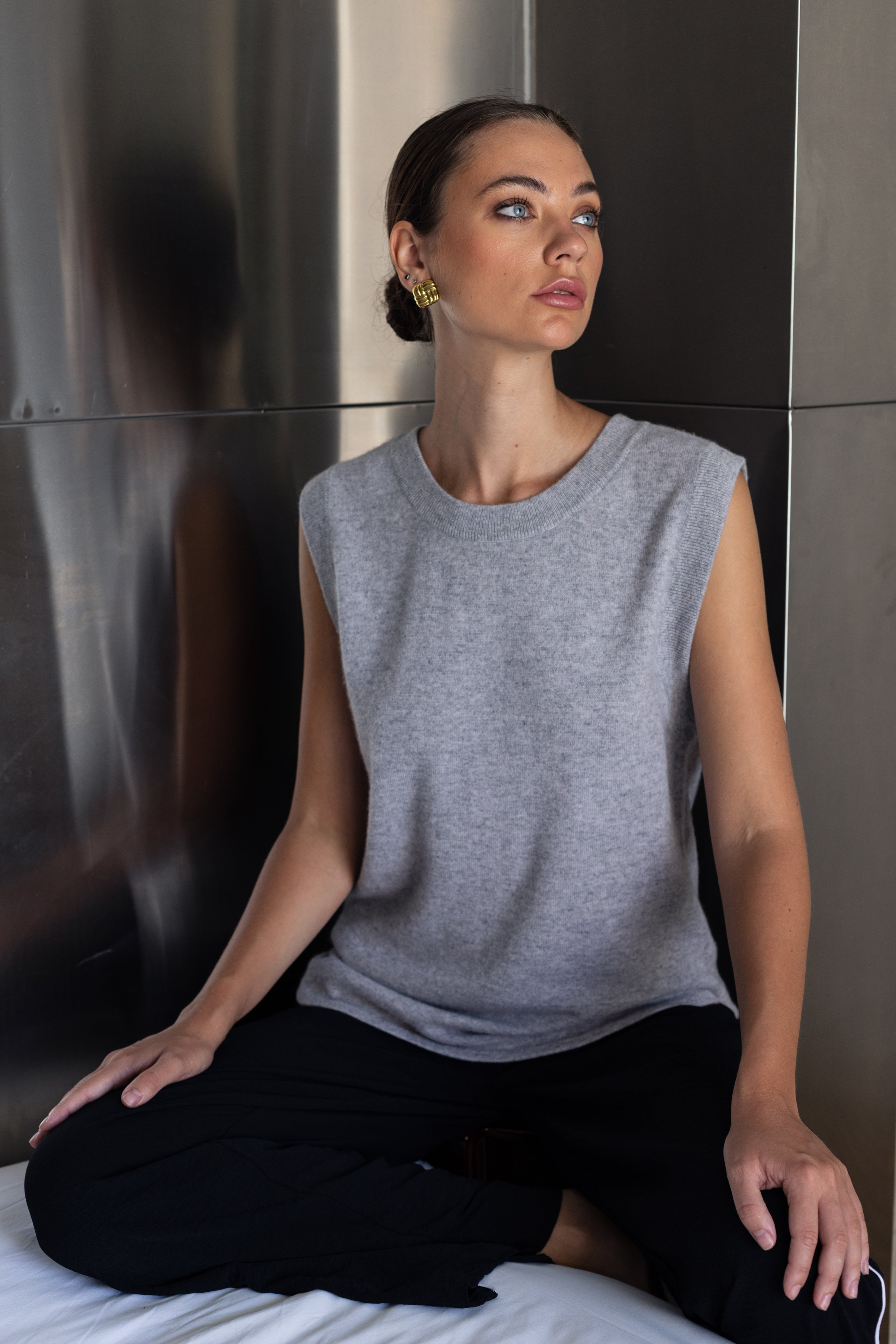 Subtle Romance Vest - Light Grey Marle
