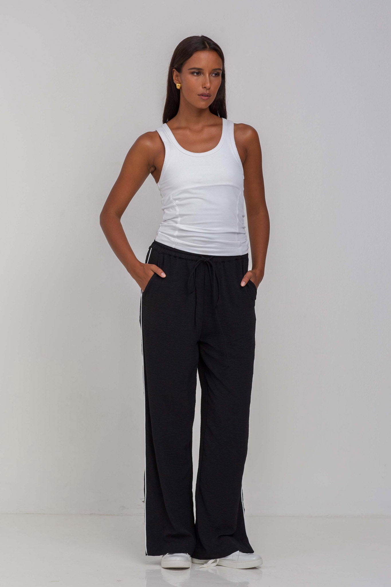 Hypnotic Pant - Black with White Piping