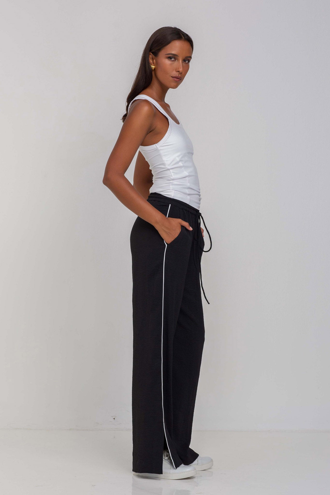 Hypnotic Pant - Black with White Piping
