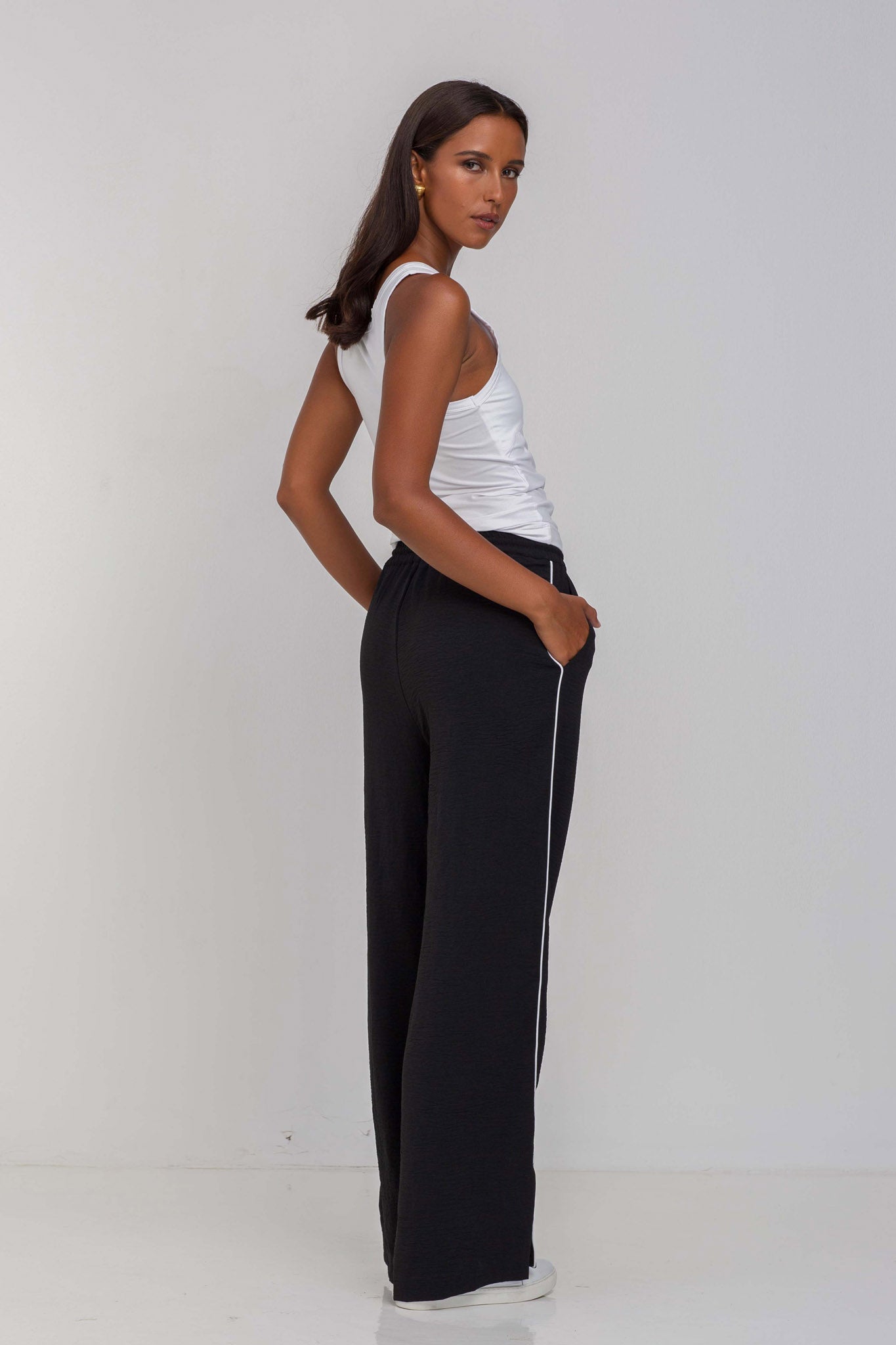 Hypnotic Pant - Black with White Piping