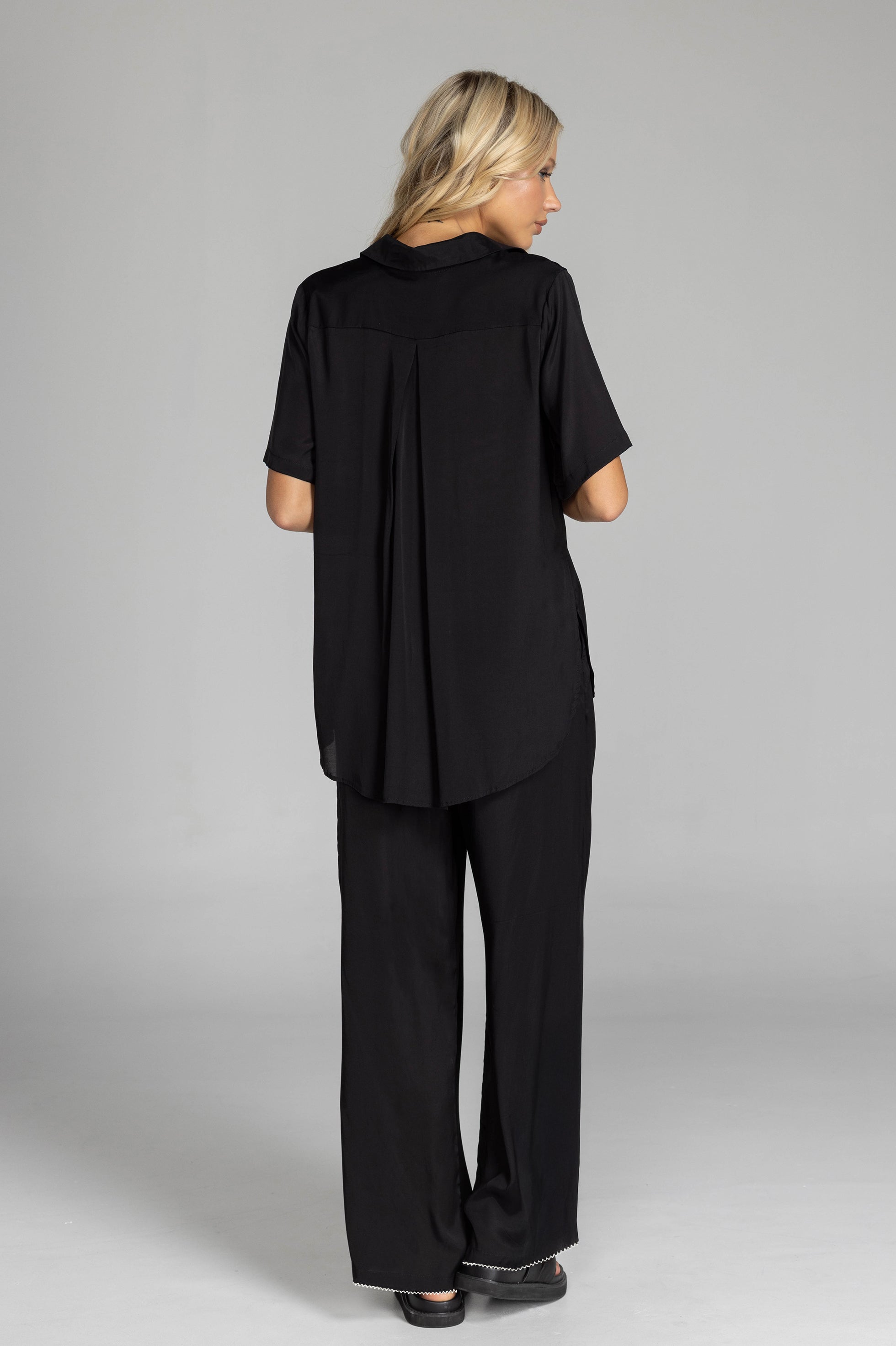 S26/6373 Supreme Pants - Black with White Scallop Edging