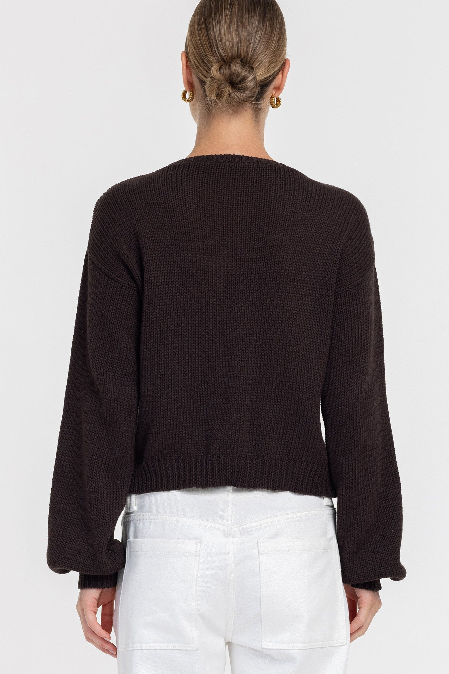 Teddy Cardi - Chocolate with White Buttons