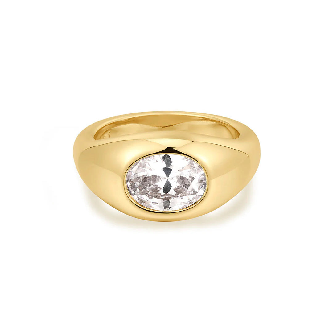 Luv AJ - The Oval Orbit Bezel Ring - Gold - Size 6