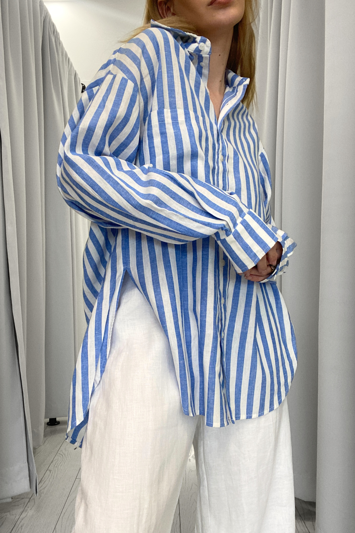 Two Makes One Shirt - Blue/Ivory Stripe