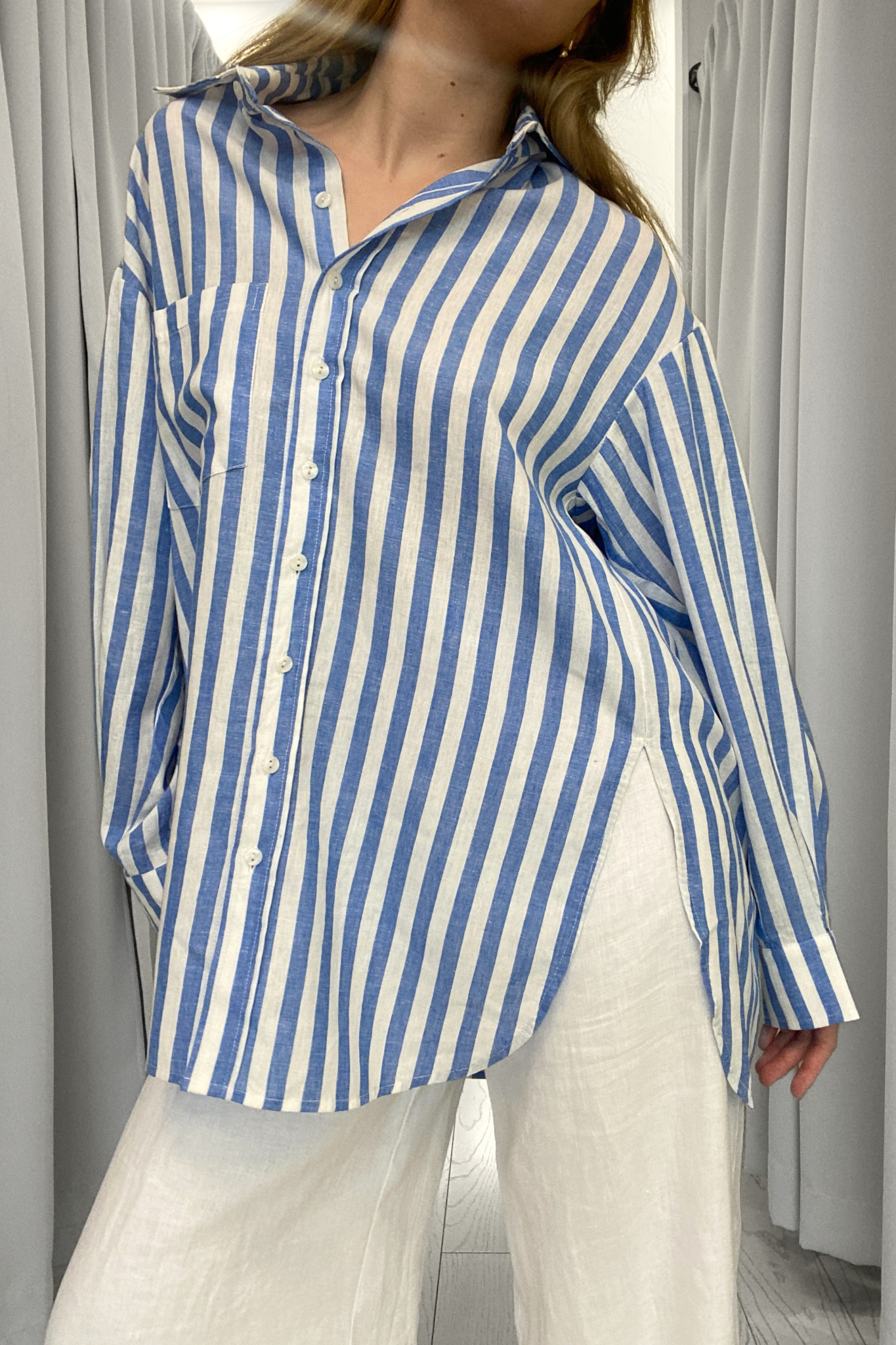 Two Makes One Shirt - Blue/Ivory Stripe