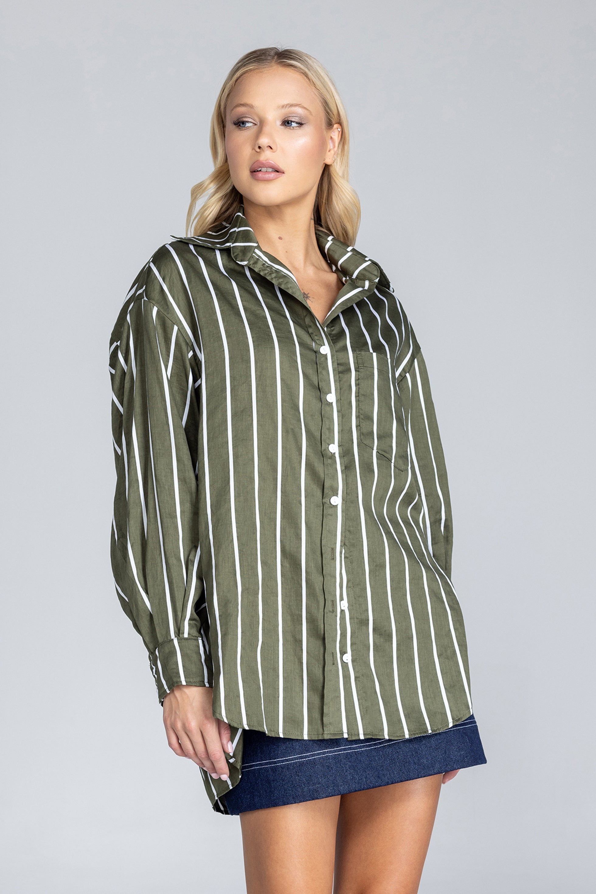 Two Makes One Shirt - Forest with White Stripe