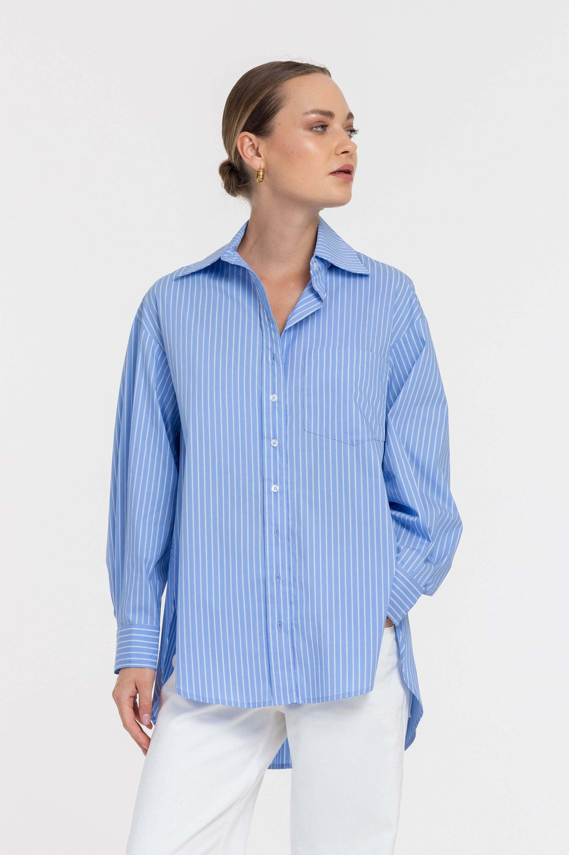 PRE-ORDER Two Makes One Shirt - Blue with White Stripe