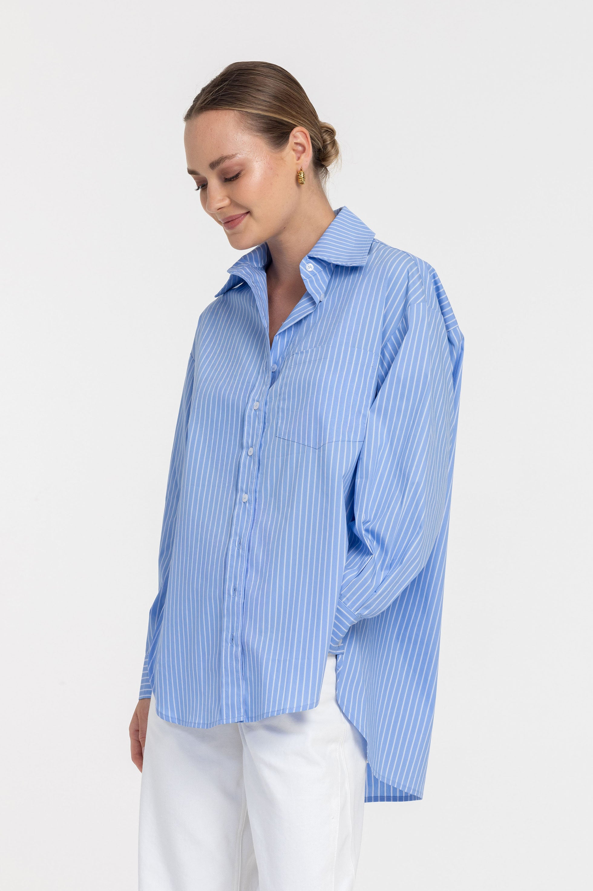 Two Makes One Shirt - Blue with White Stripe