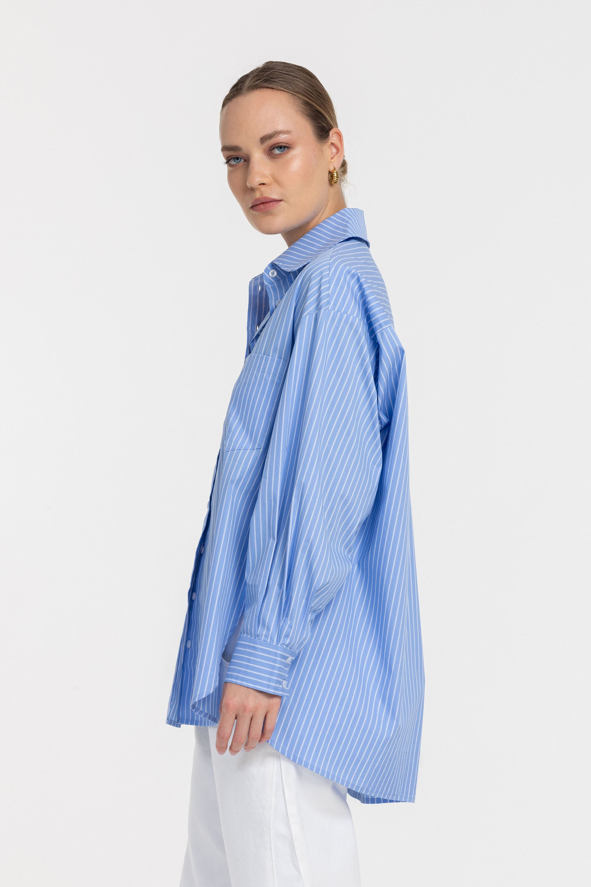 PRE-ORDER Two Makes One Shirt - Blue with White Stripe