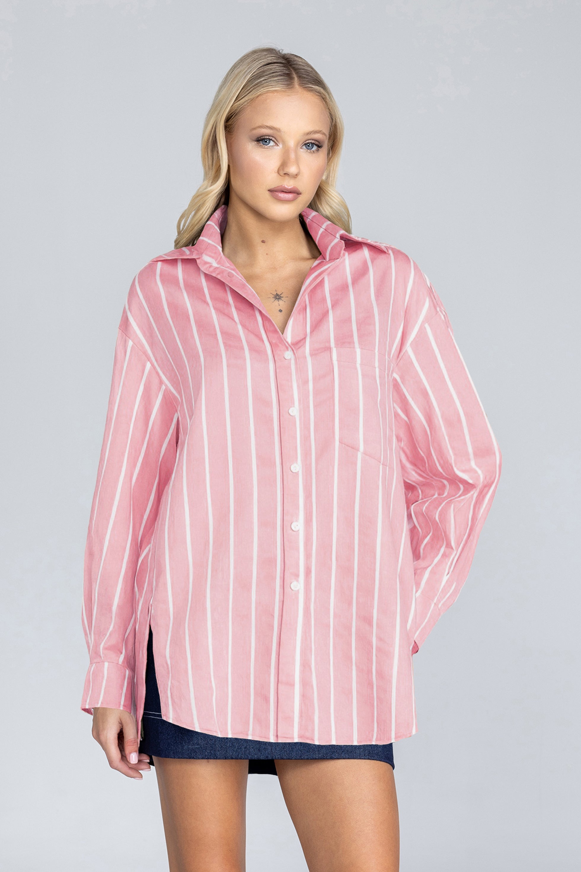 Two Makes One Shirt - Peachy Sunset with White Stripe