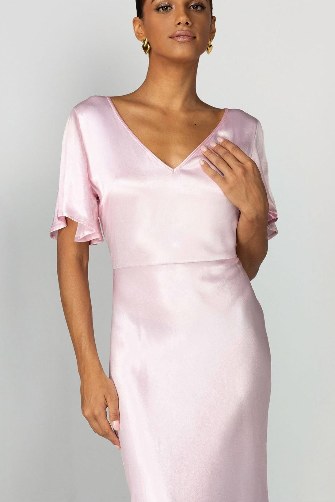 V-Neck Golden Hour Dress - Baby Pink