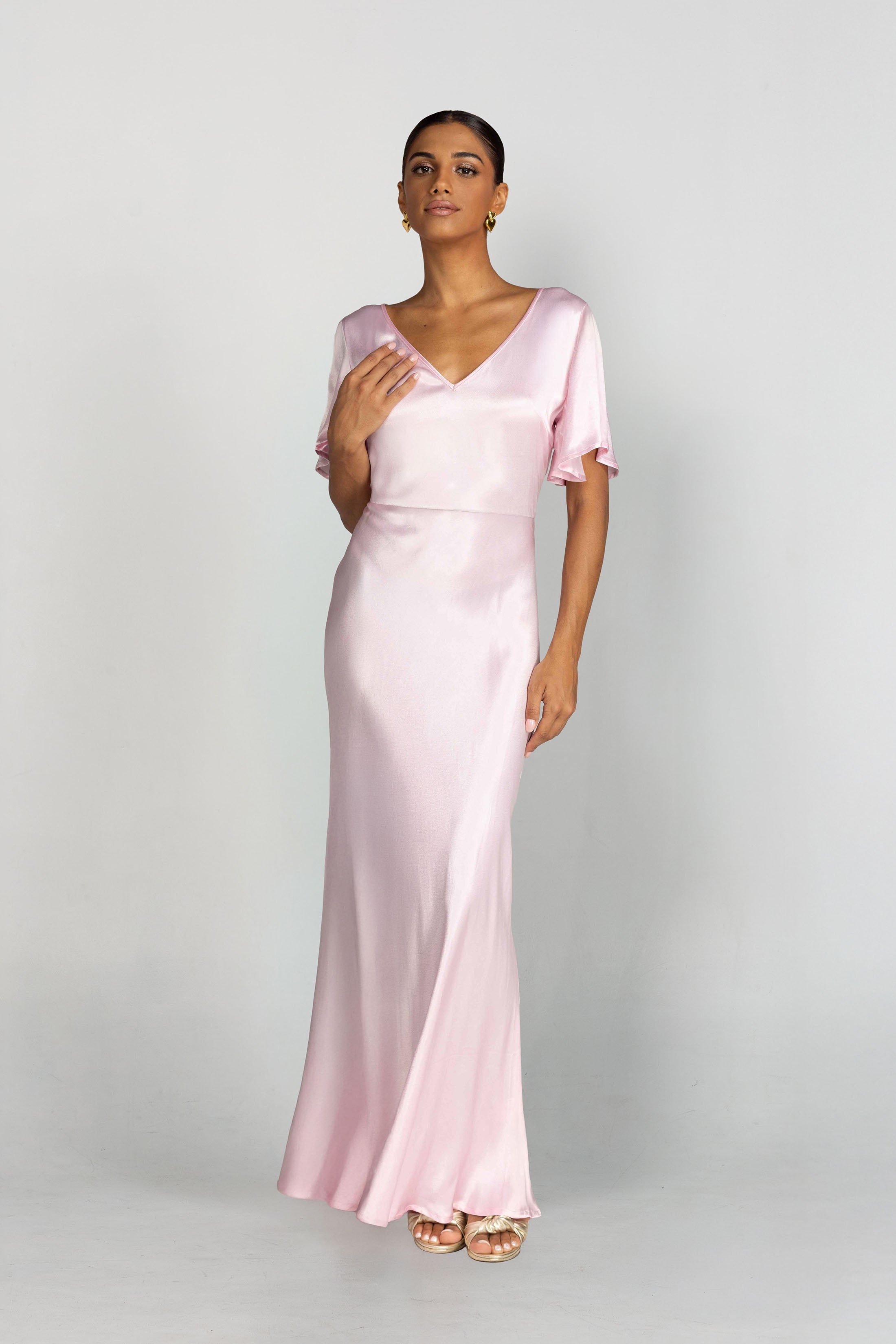V-Neck Golden Hour Dress - Baby Pink
