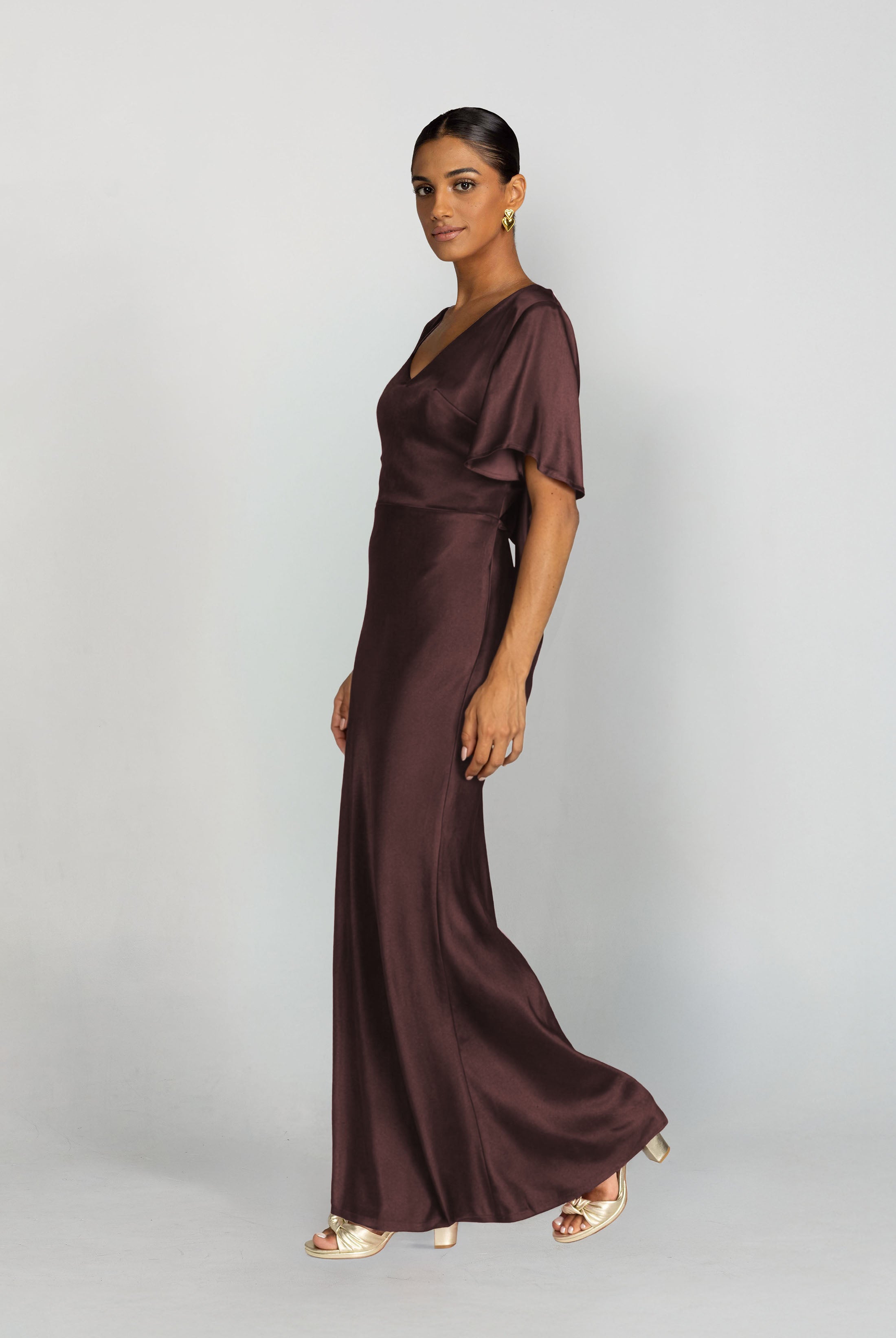 V-Neck Golden Hour Dress - Chocolate