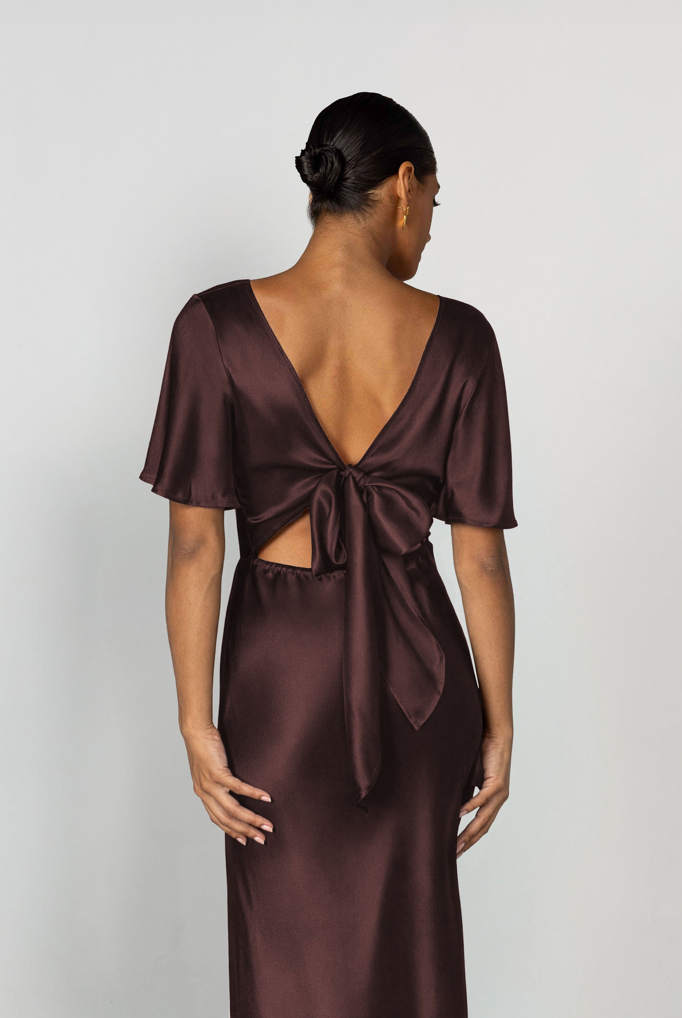 V-Neck Golden Hour Dress - Chocolate