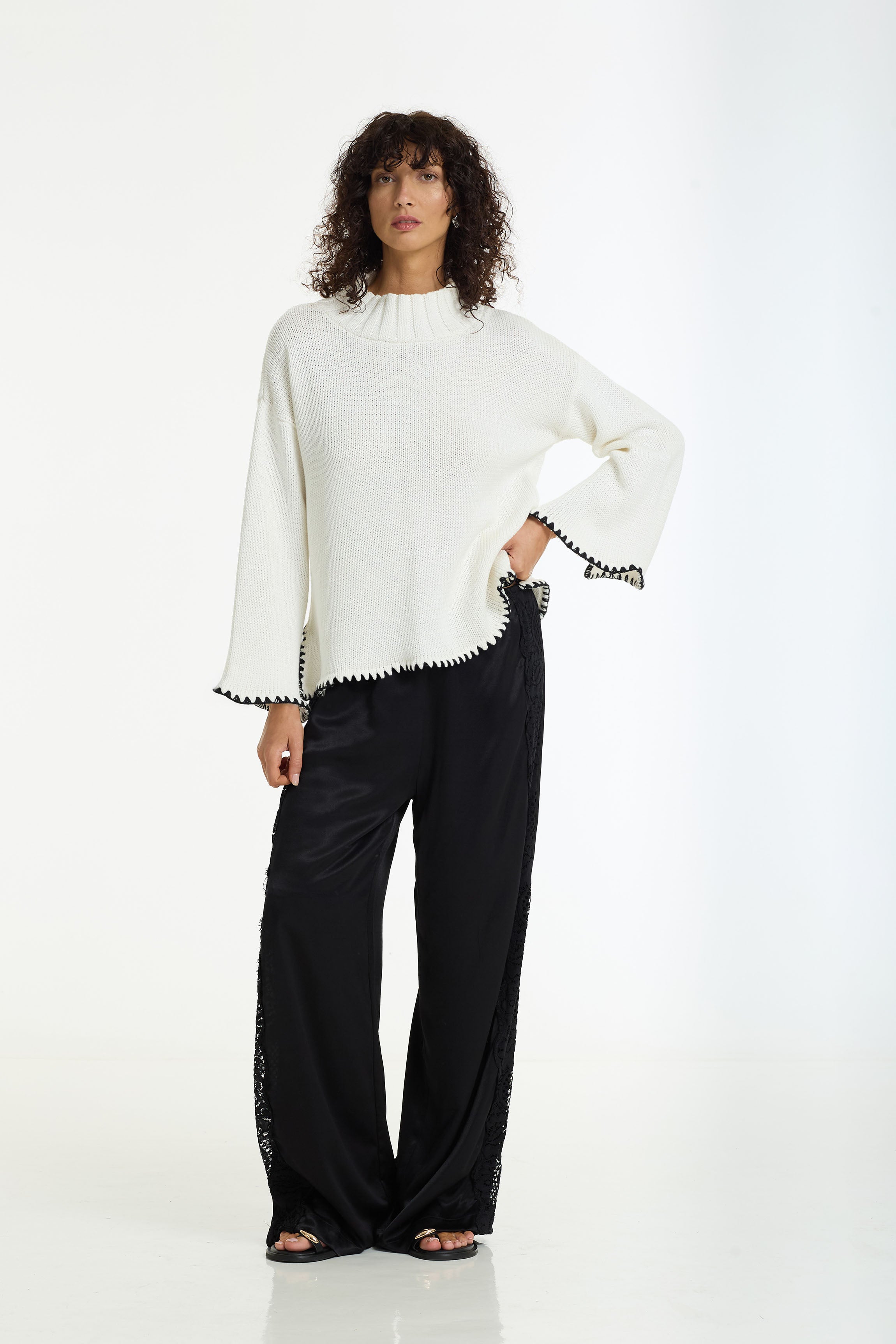 Marlow Satin Lace Pant | Black | PRE-ORDER
