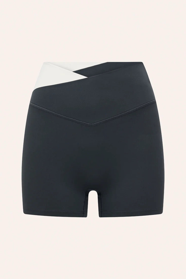 P.E Nation - Wander 3 Inch Bike Short - Asphalt / Whisper White