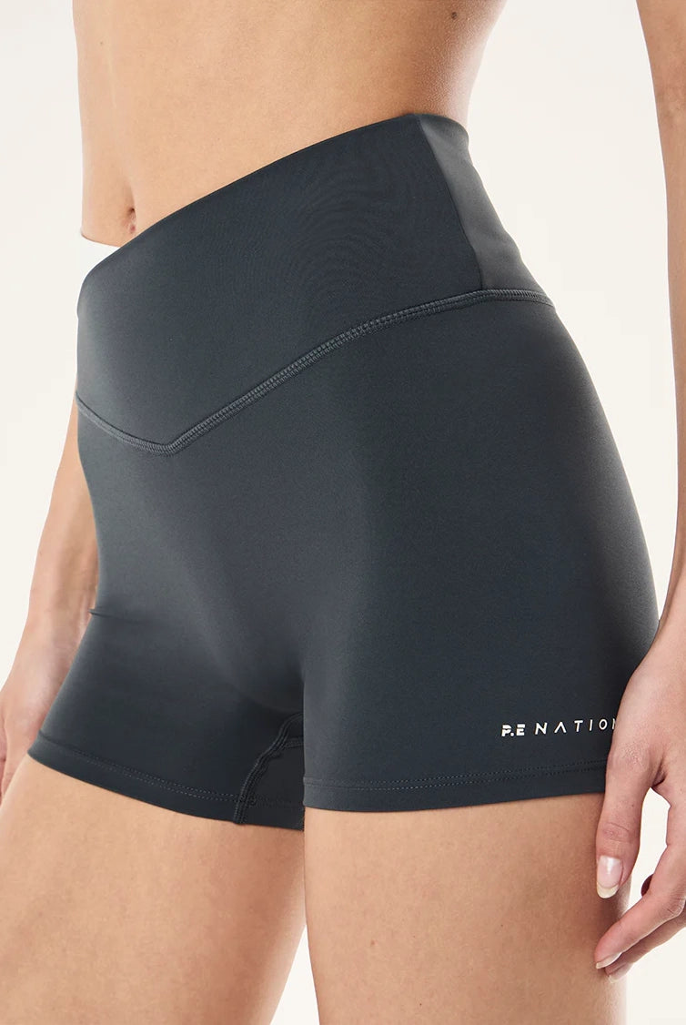 P.E Nation - Wander 3 Inch Bike Short - Asphalt / Whisper White