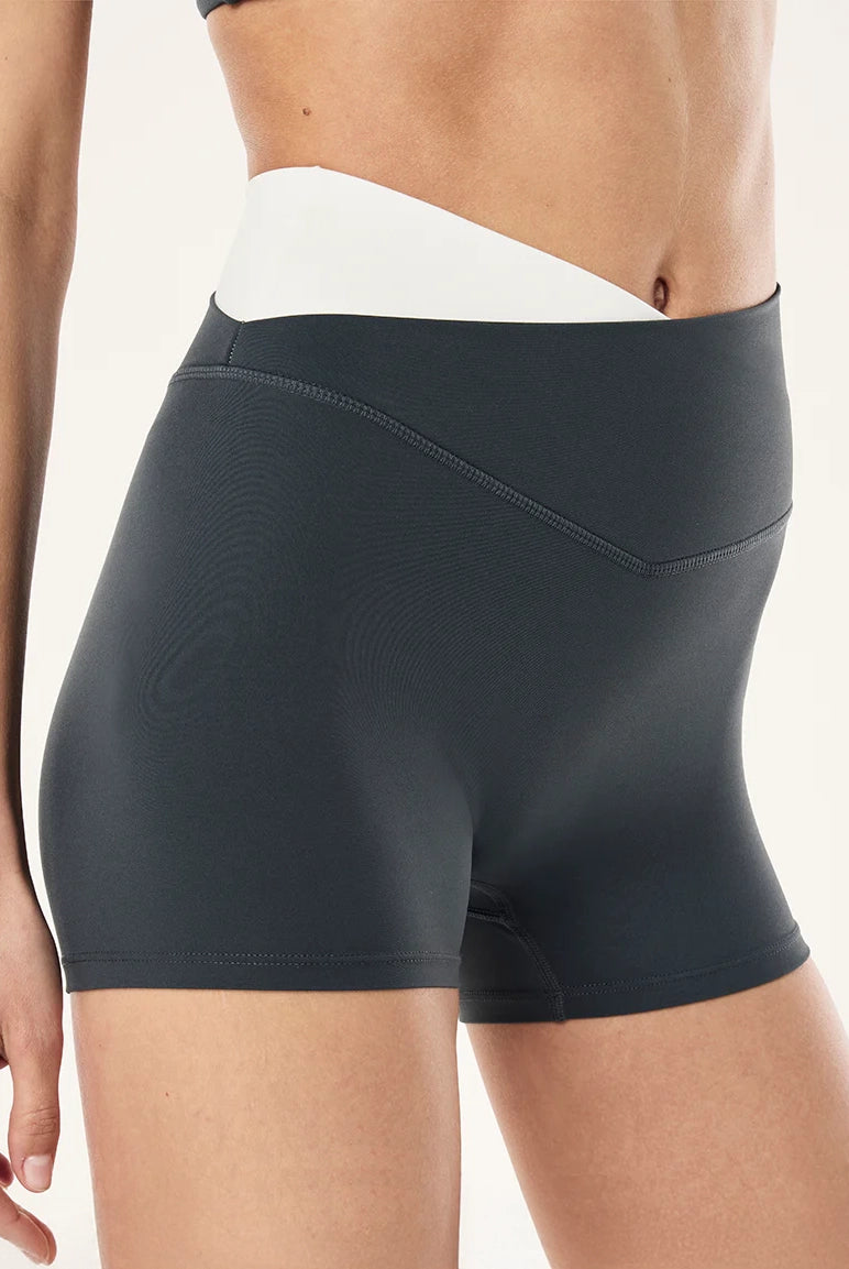 P.E Nation - Wander 3 Inch Bike Short - Asphalt / Whisper White