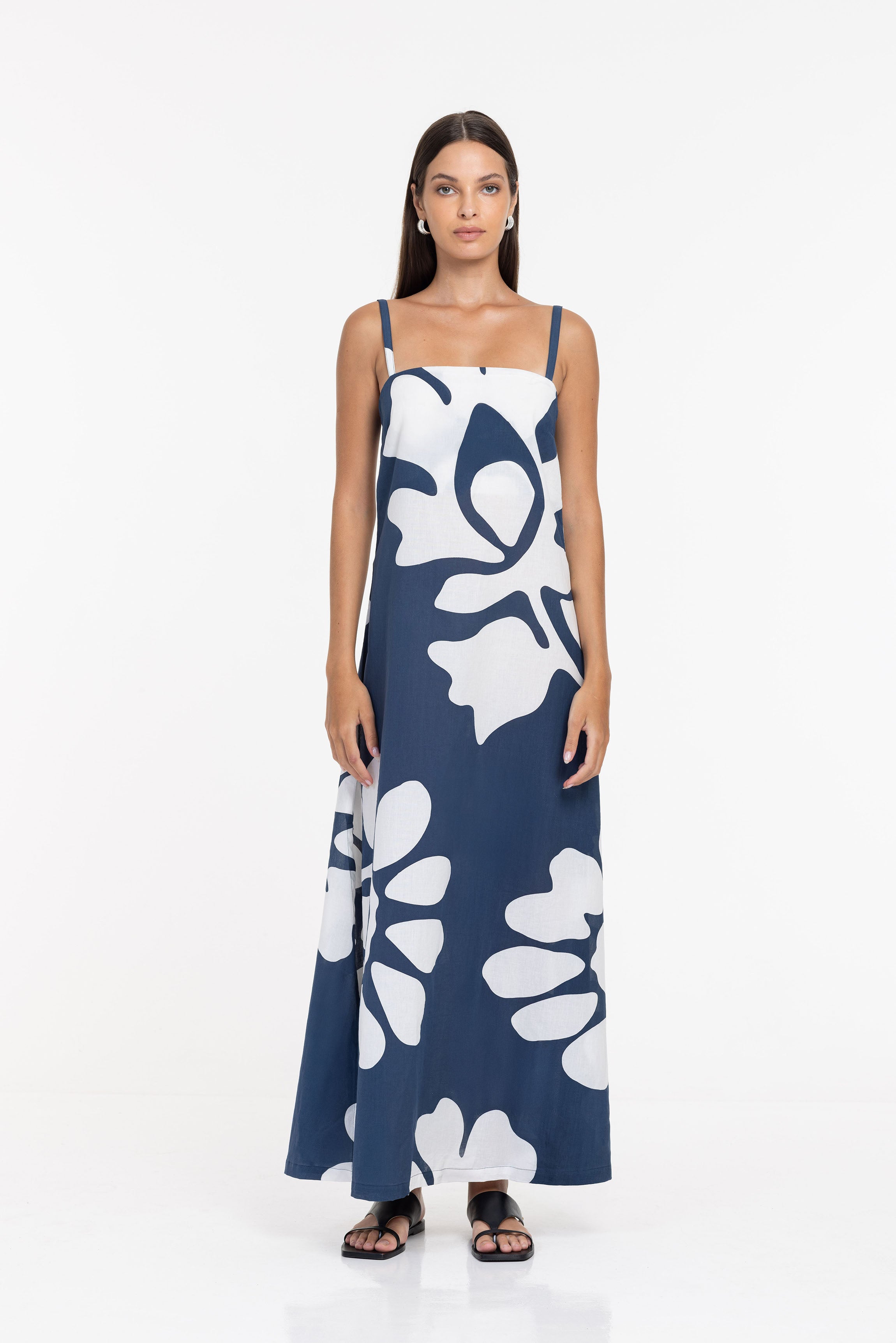 Wild At Heart Dress - Ash Blue/White Flower Print