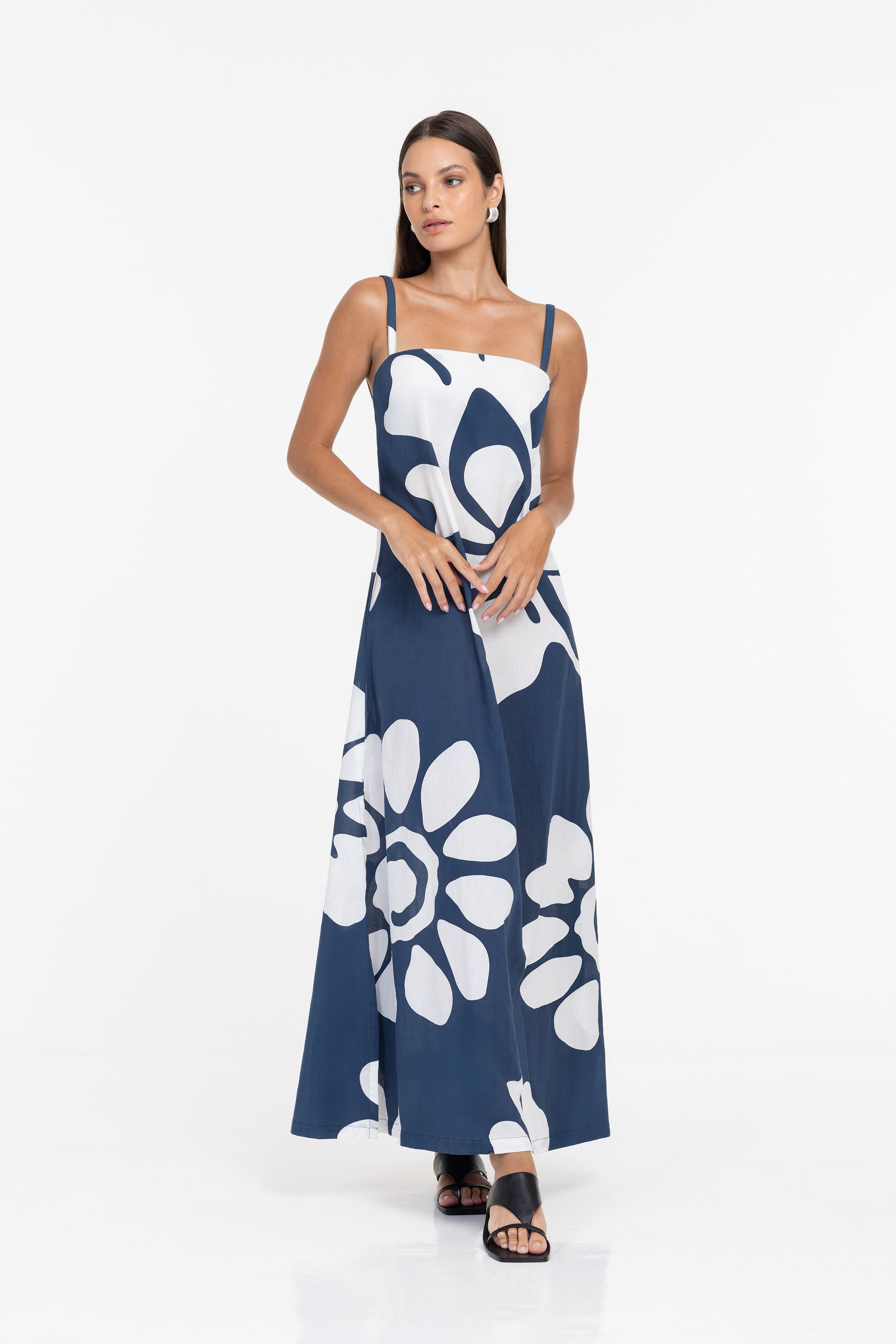 Wild At Heart Dress - Ash Blue/White Flower Print