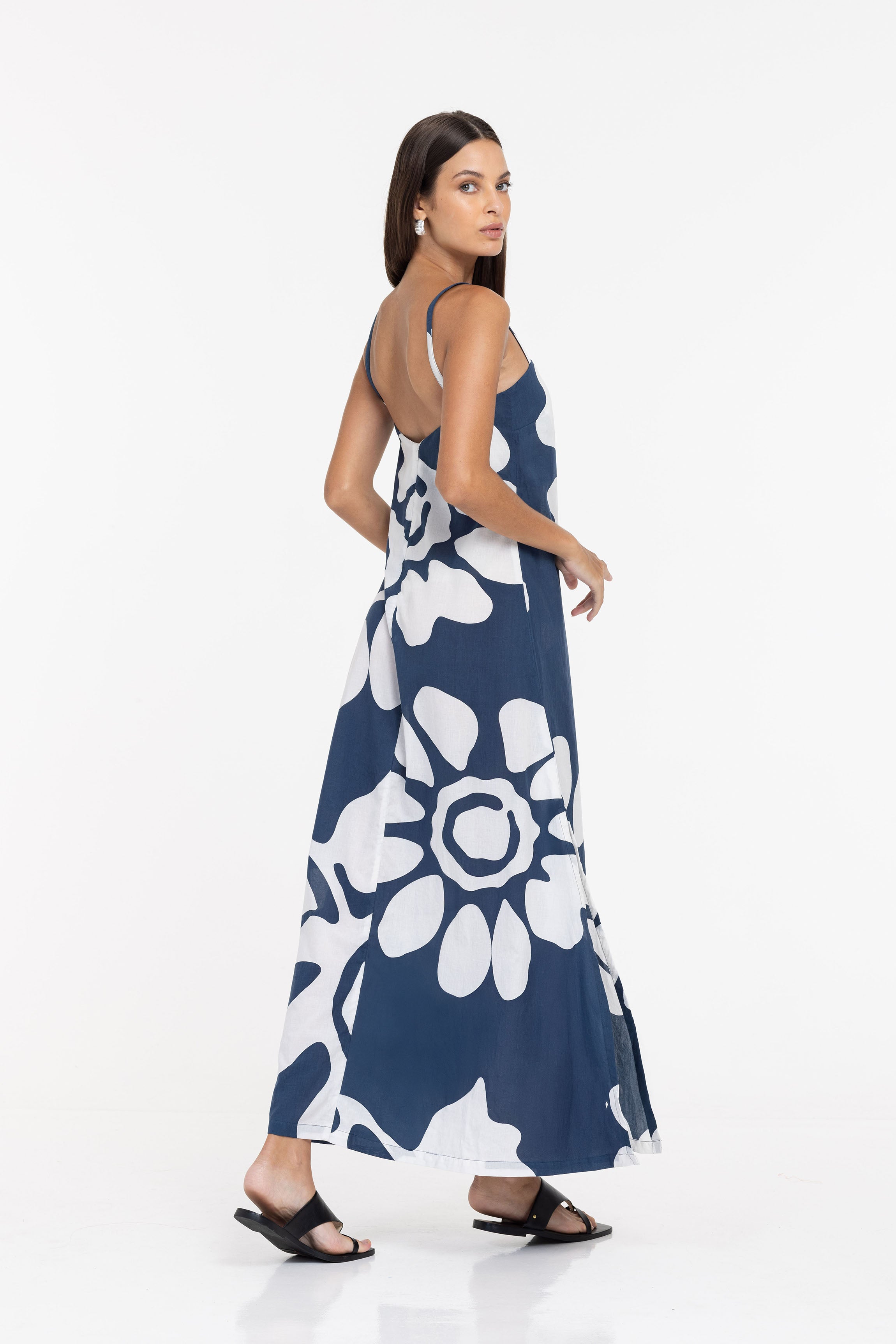 Wild At Heart Dress - Ash Blue/White Flower Print