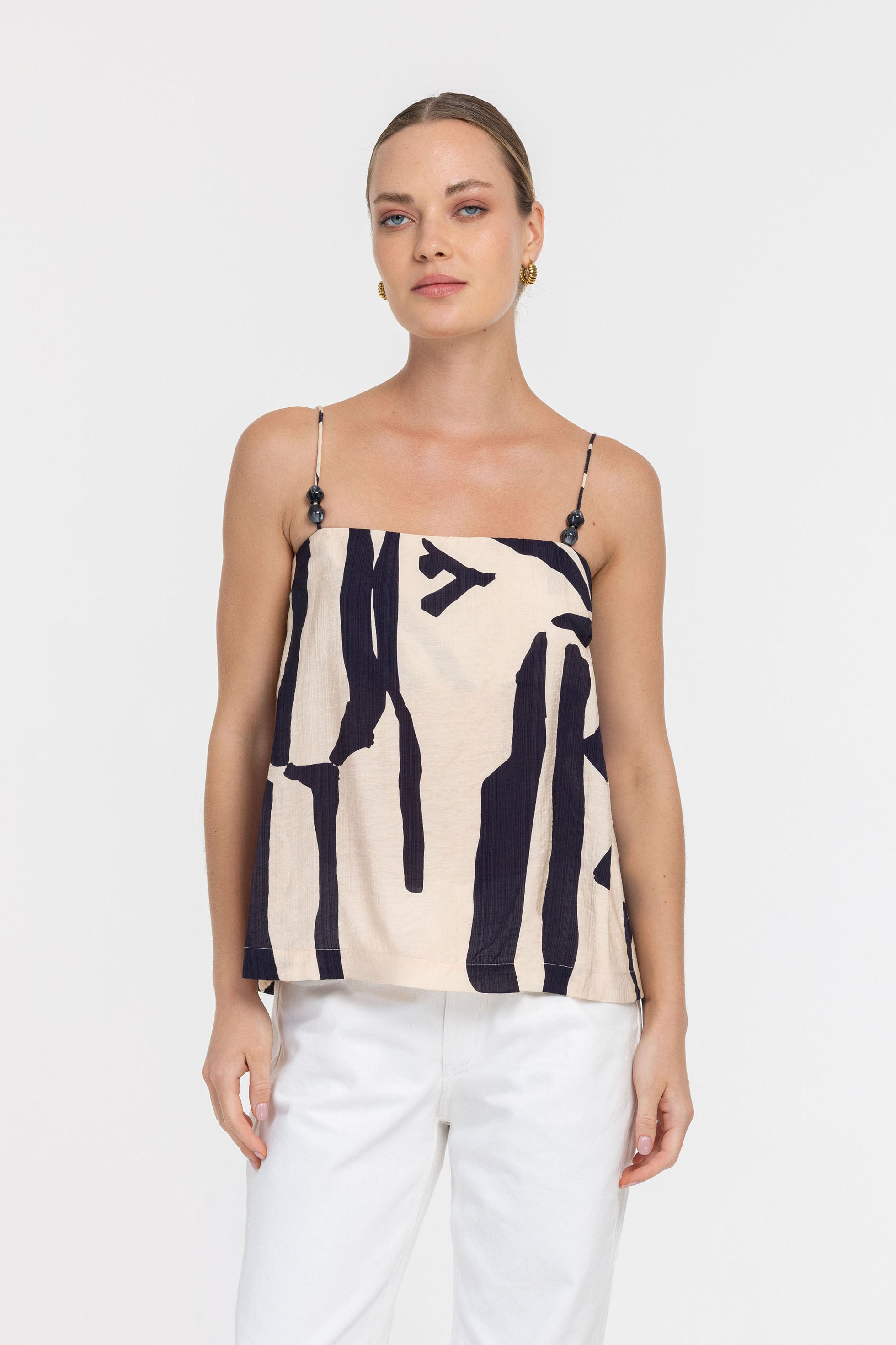 Wild at Heart Top - Cream/Navy Print - PRE-ORDER