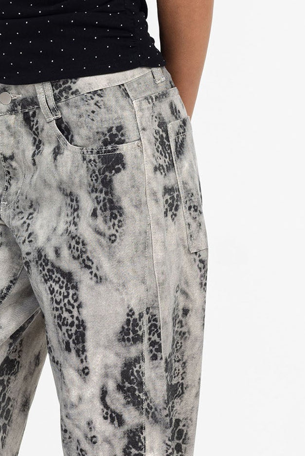 Blake Jean - Light Grey with Charcoal Snake Print - PRE-ORDER