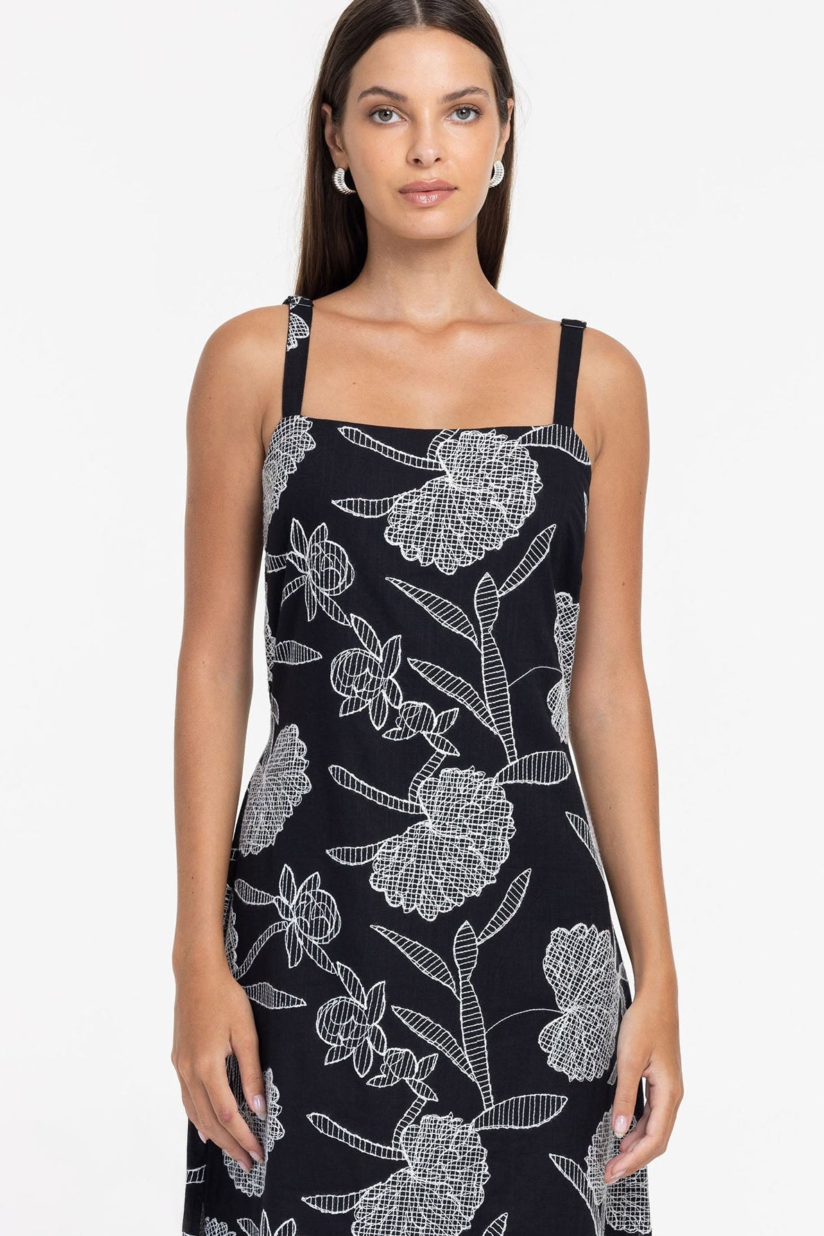 Written In The Stars Maxi - Black with Ivory Embroidery