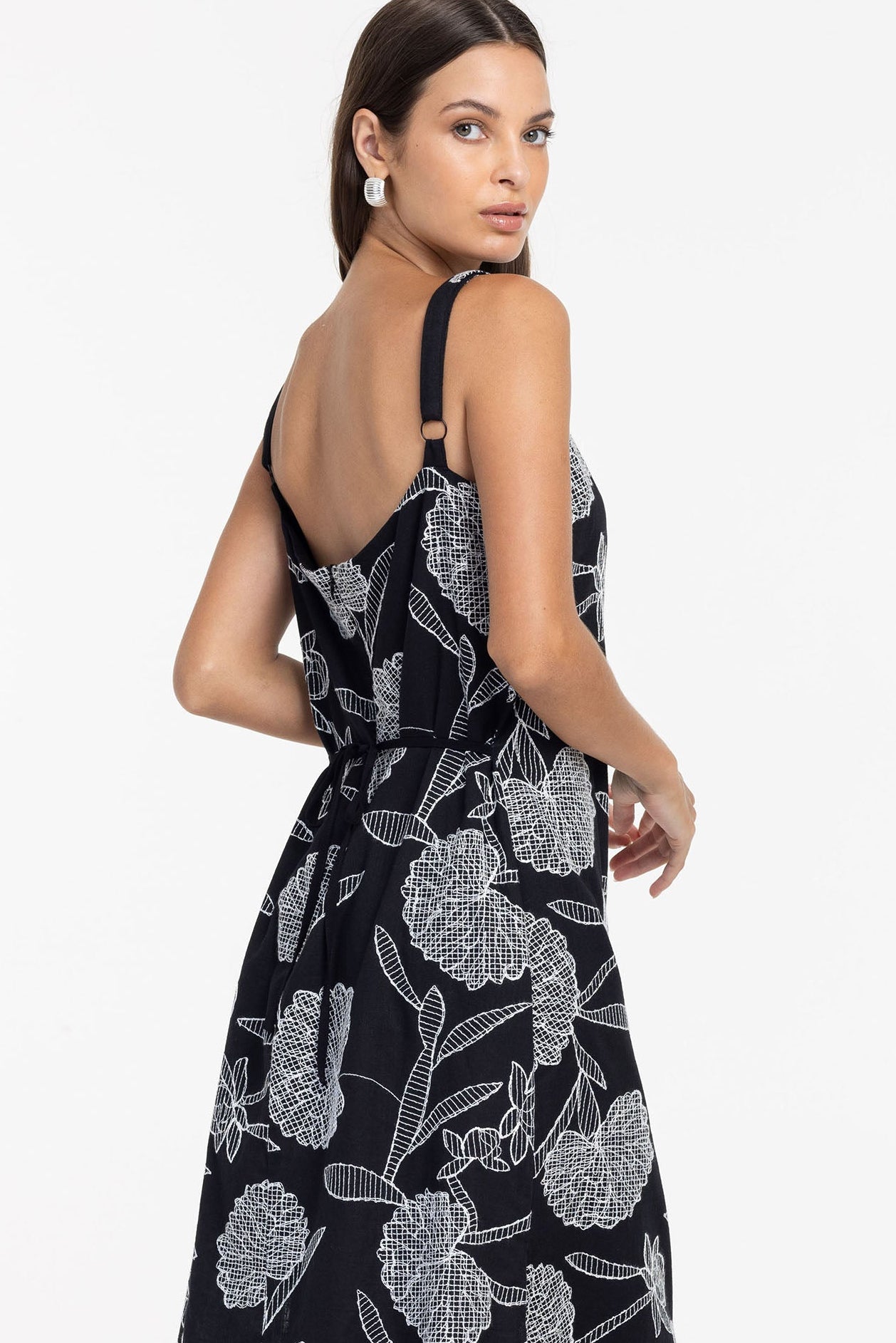 Written In The Stars Maxi - Black with Ivory Embroidery