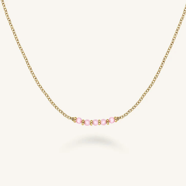 Rosefield Pink 5 Row Stone Necklace