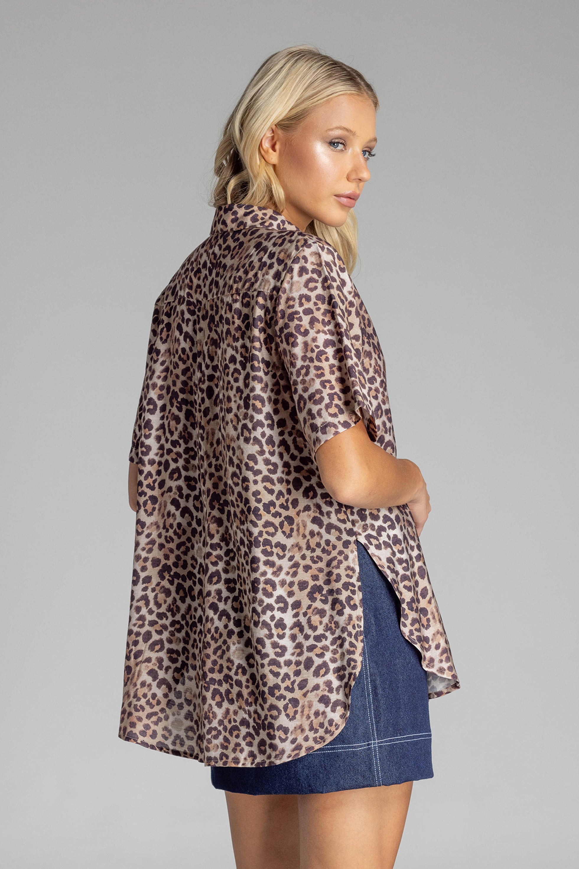 Felix Shirt - Grey/Brown Leopard