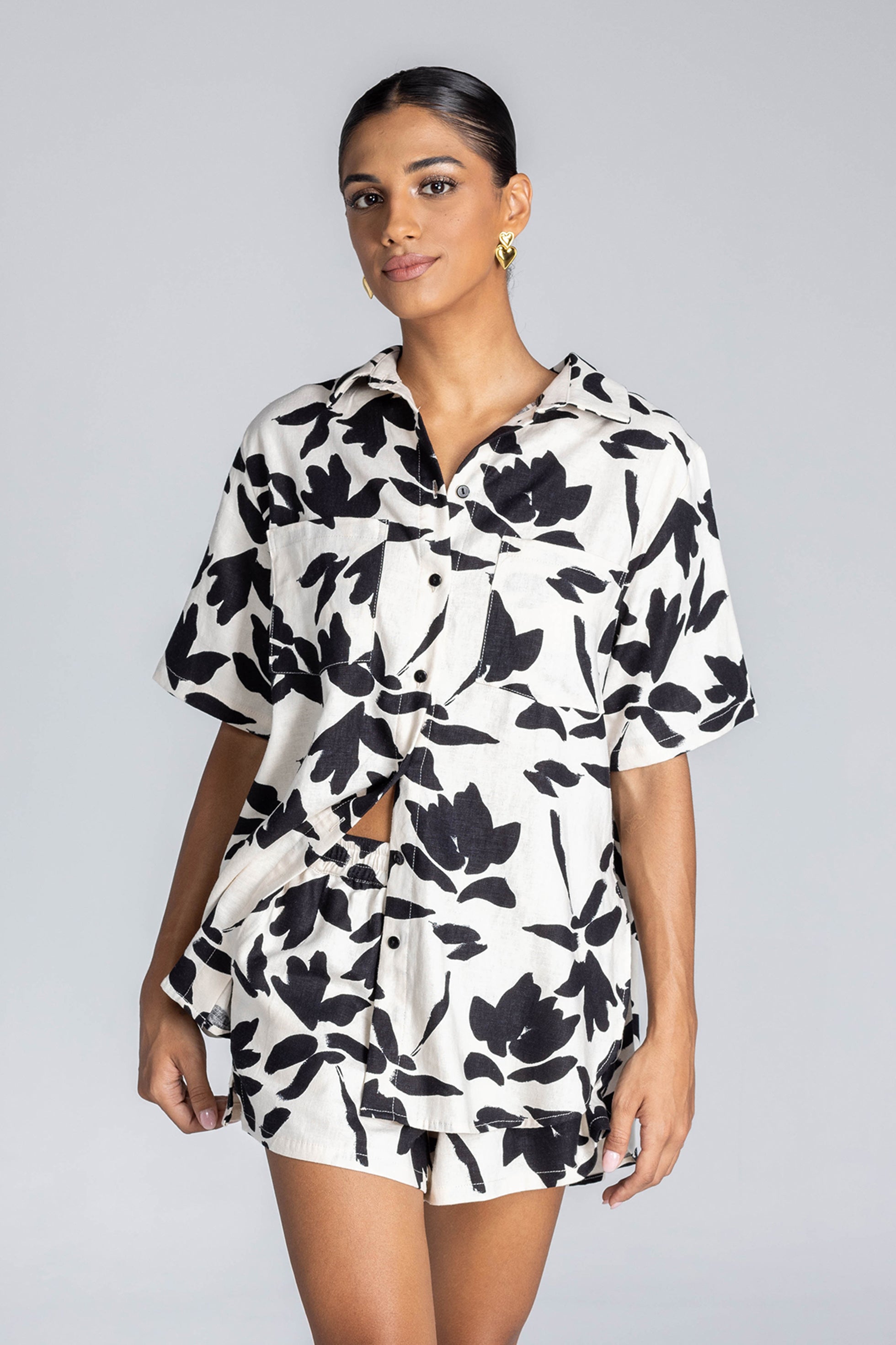 Felix Shirt - Ivory with Black Floral