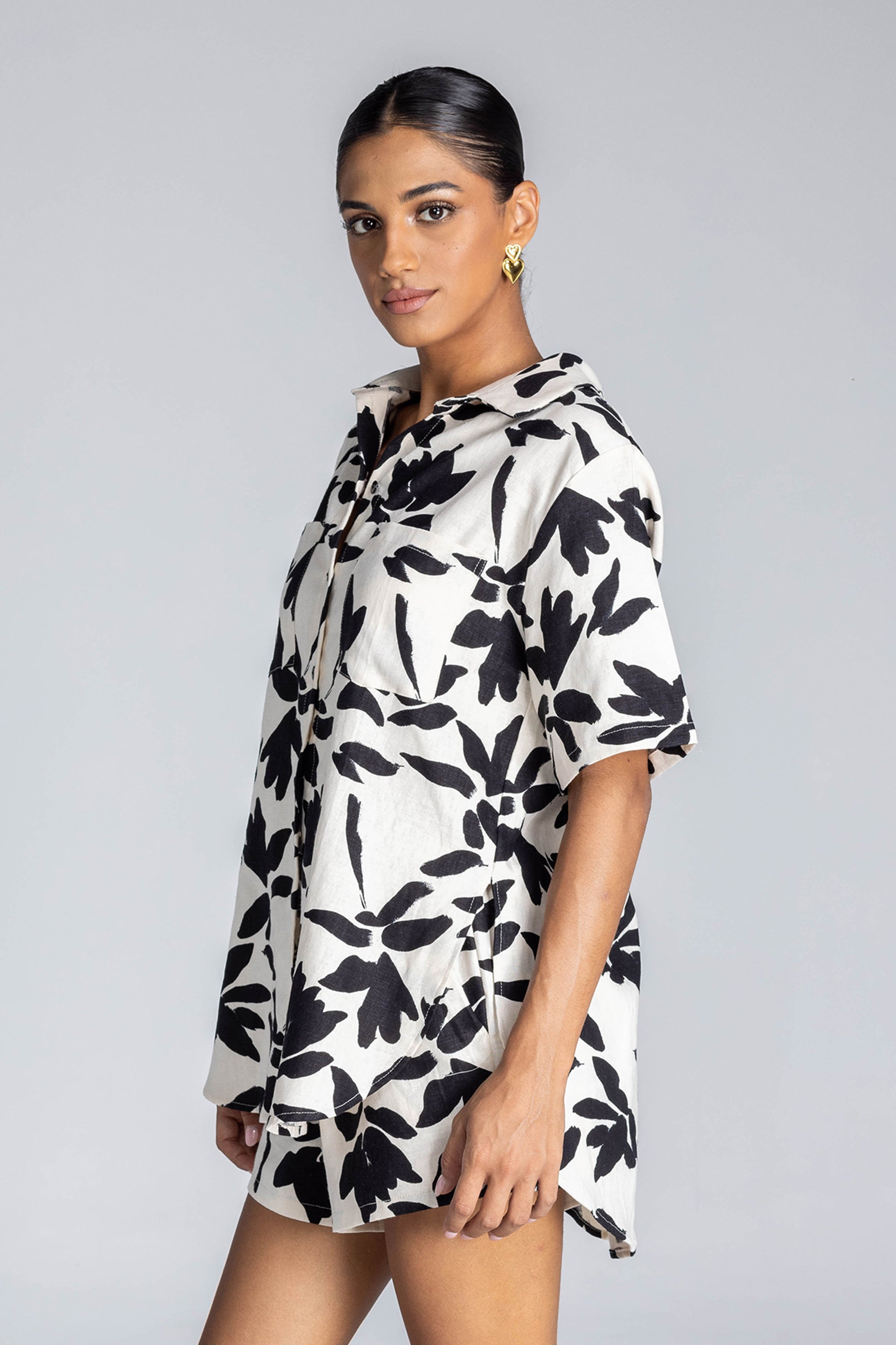 Felix Shirt - Ivory with Black Floral