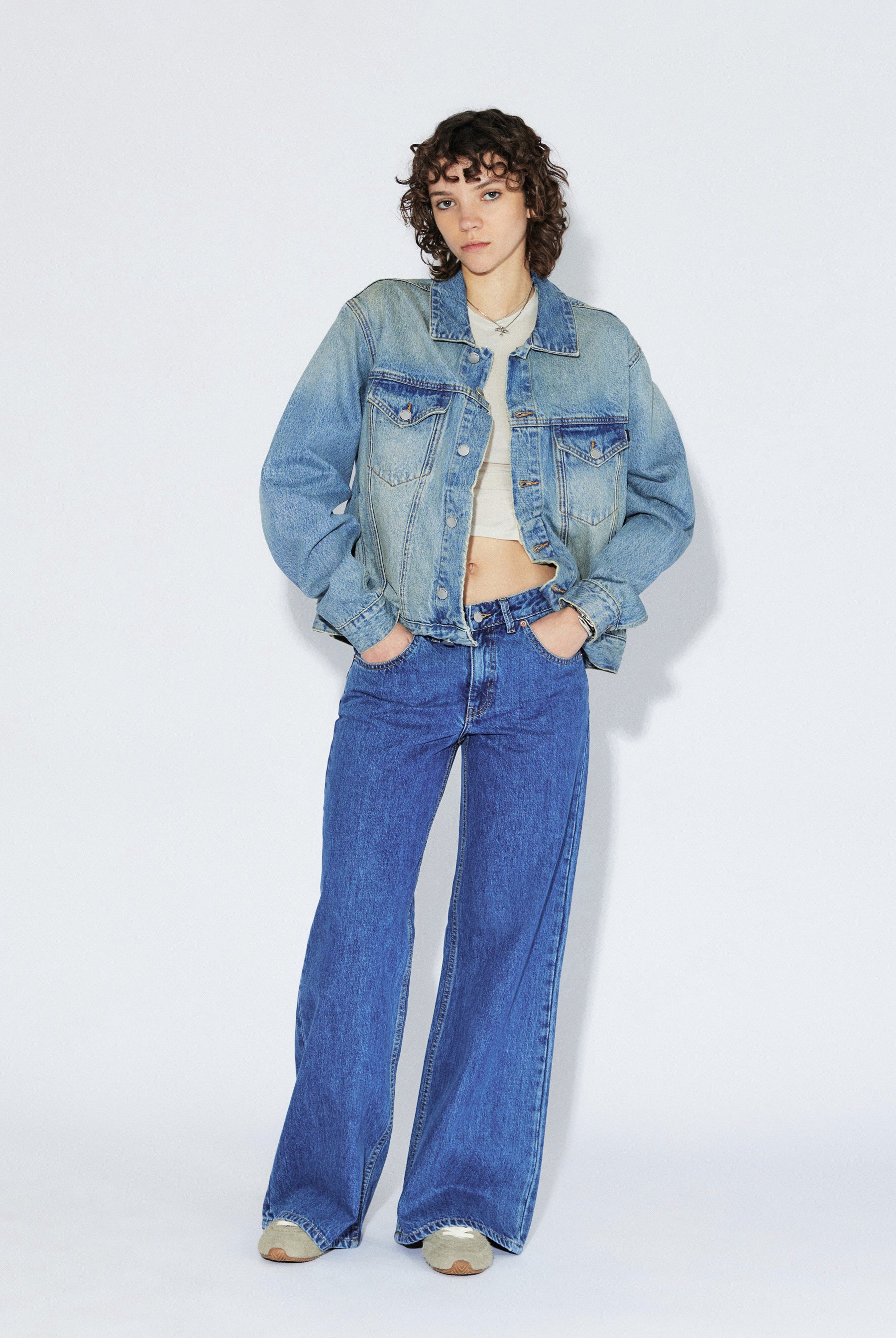 Dr Denim - Rhue Low Wide Jeans - Haze Mid Retro