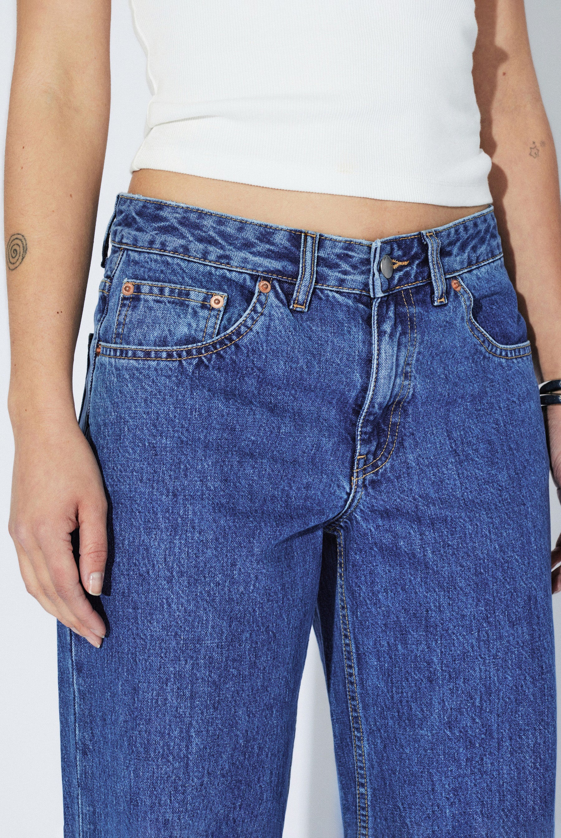 Dr Denim - Rhue Low Wide Jeans - Haze Mid Retro