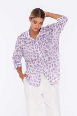 Defiant Shirt - Exclusive White/Mauve Leopard Print