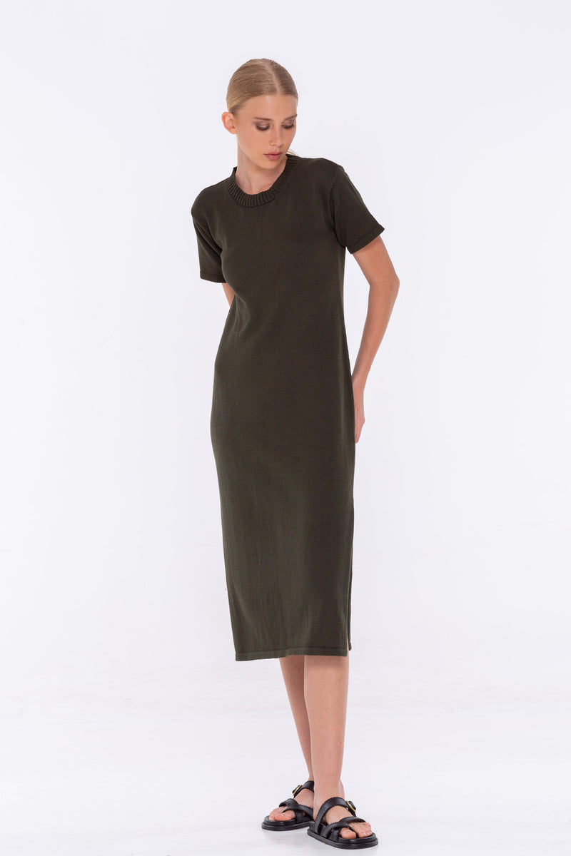 Devoted Tee Dress - Dark Khaki