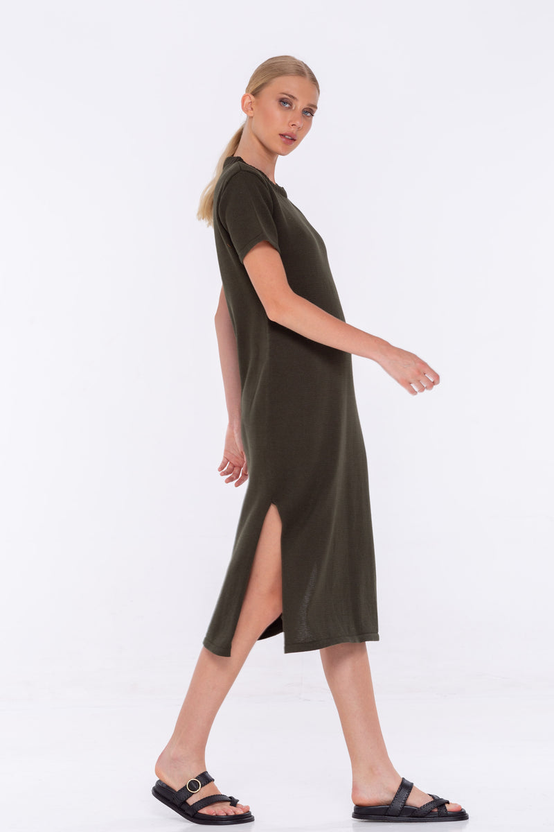 Devoted Tee Dress - Dark Khaki