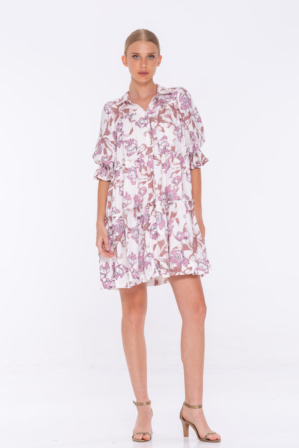 You Put A Spell On Me Dress - White/Mauve/Pink Floral