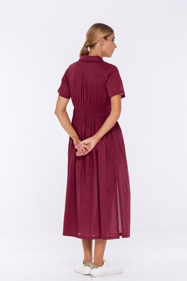 Adrienne Shirt Dress - Berry