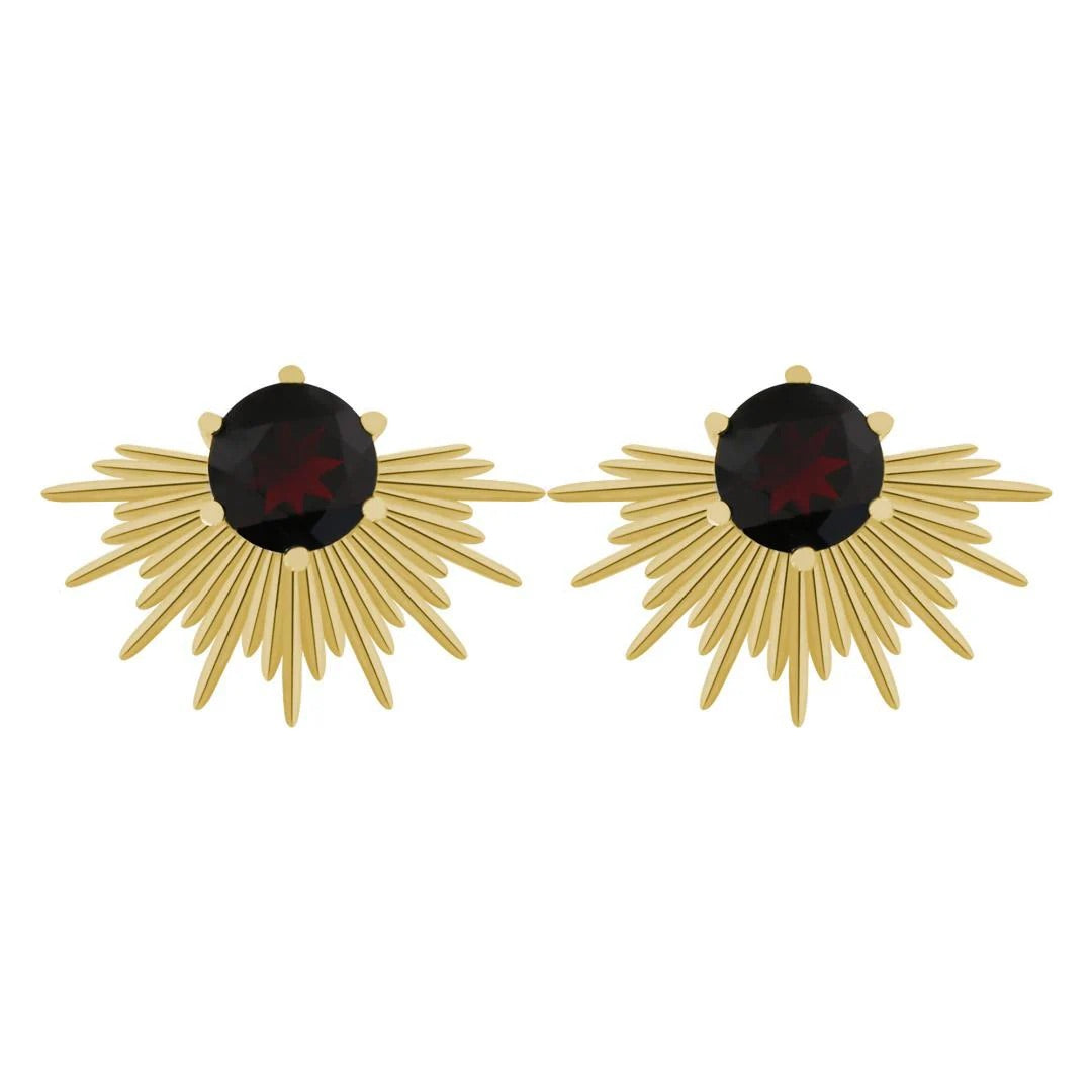 Silver Linings - Solace Earrings - Gold/Garnet