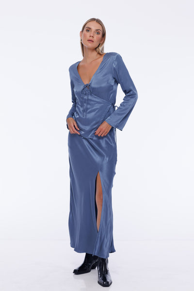 slim fit dress slacks Fall in Love with You Strapless Maxi Dress Sky Blue main image 0