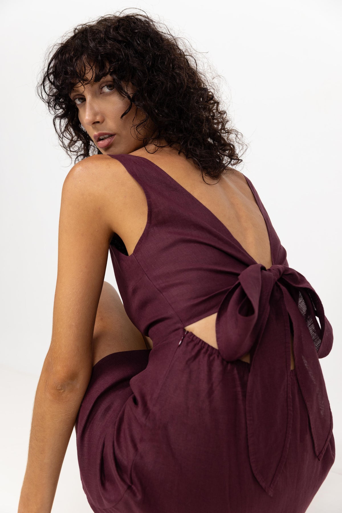 A Walk To Remember Linen Mini Dress | Winter Wine
