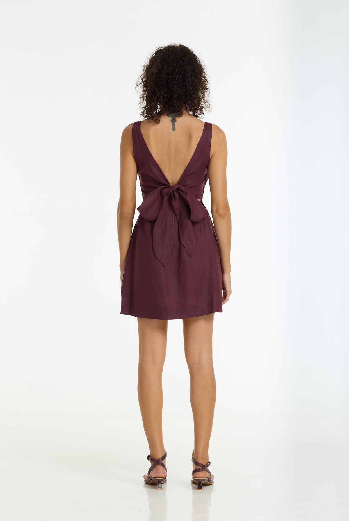 A Walk To Remember Linen Mini Dress | Winter Wine