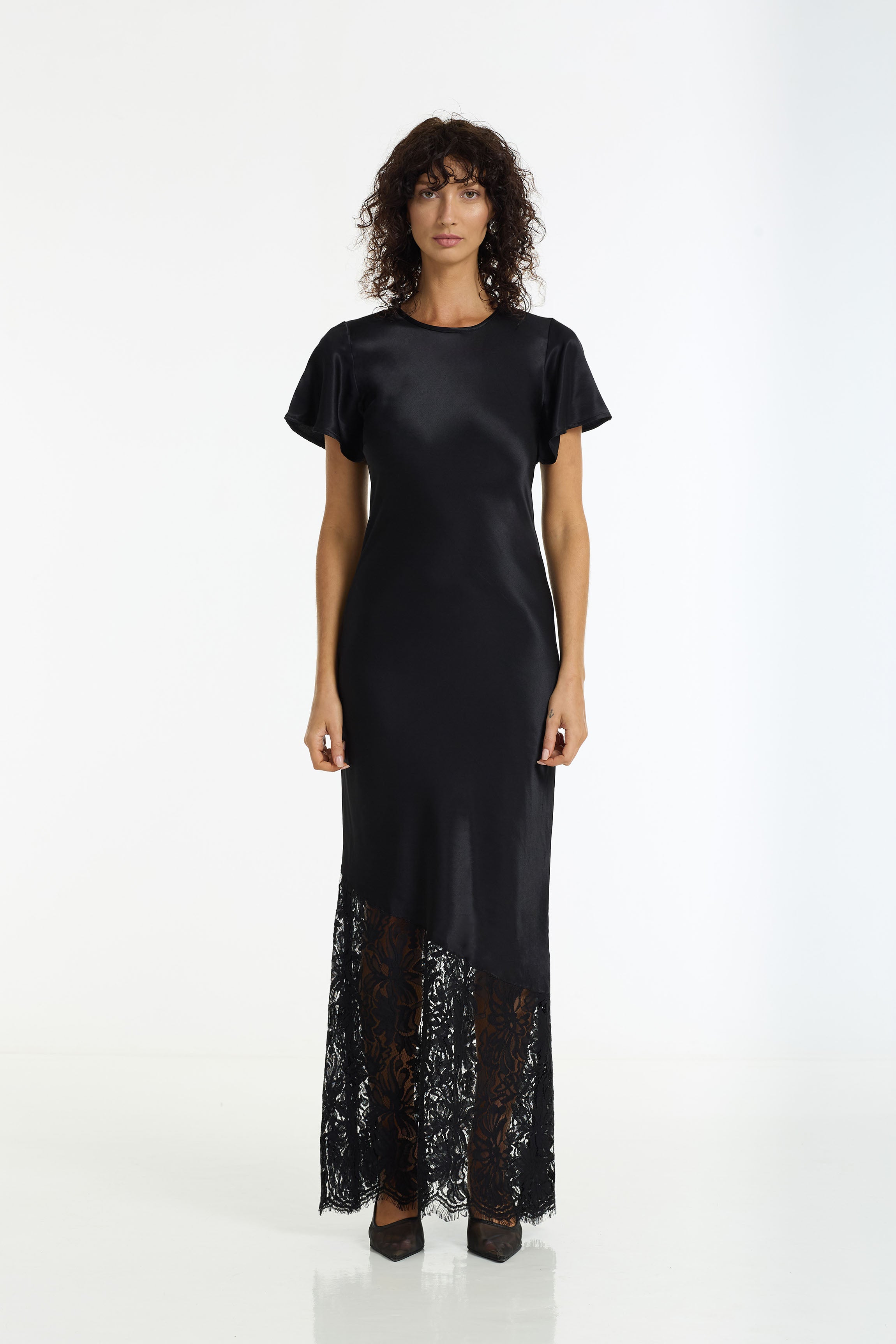 After Dark Satin Lace Maxi Dress | Black | PRE-ORDER
