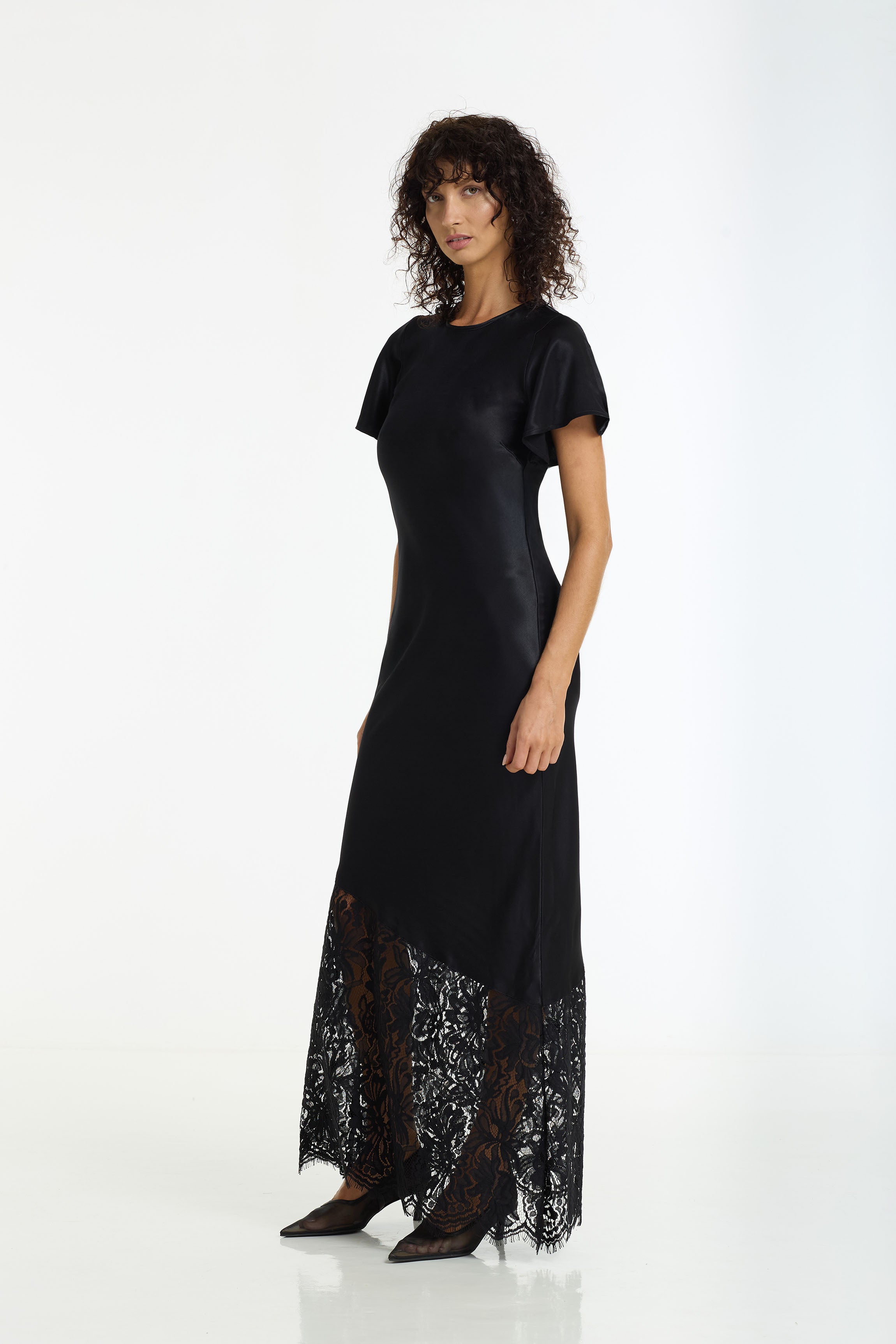 After Dark Satin Lace Maxi Dress | Black | PRE-ORDER