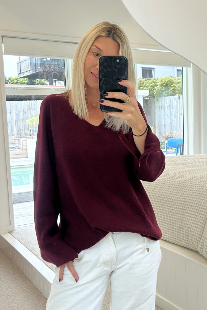 Afterlight Cashmere Jumper - Maroon