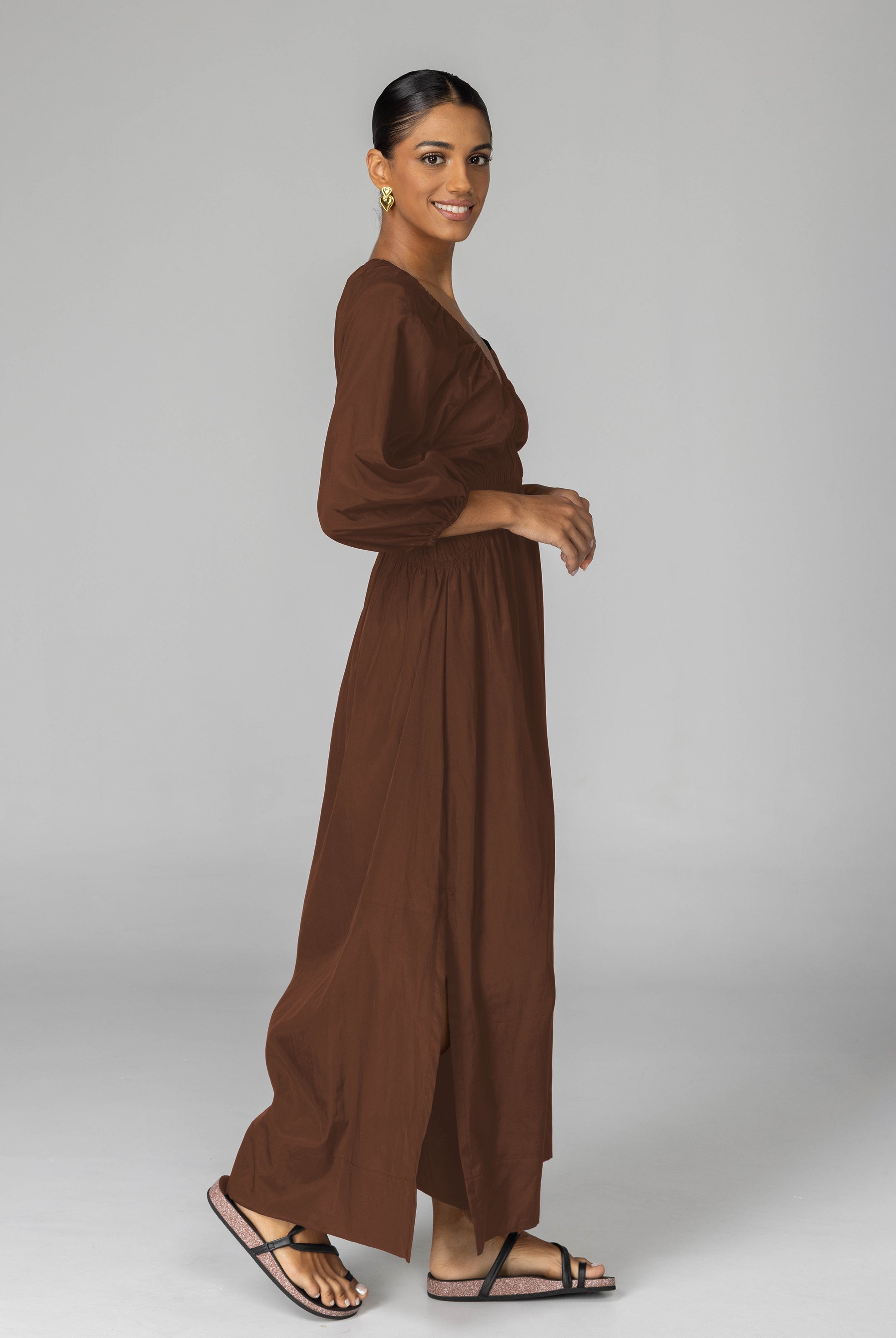 Agnes Dress - Brandy Brown