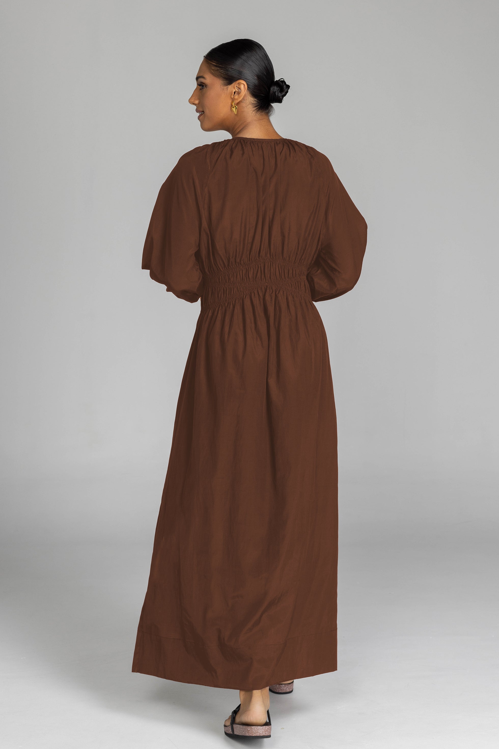 Agnes Dress - Brandy Brown