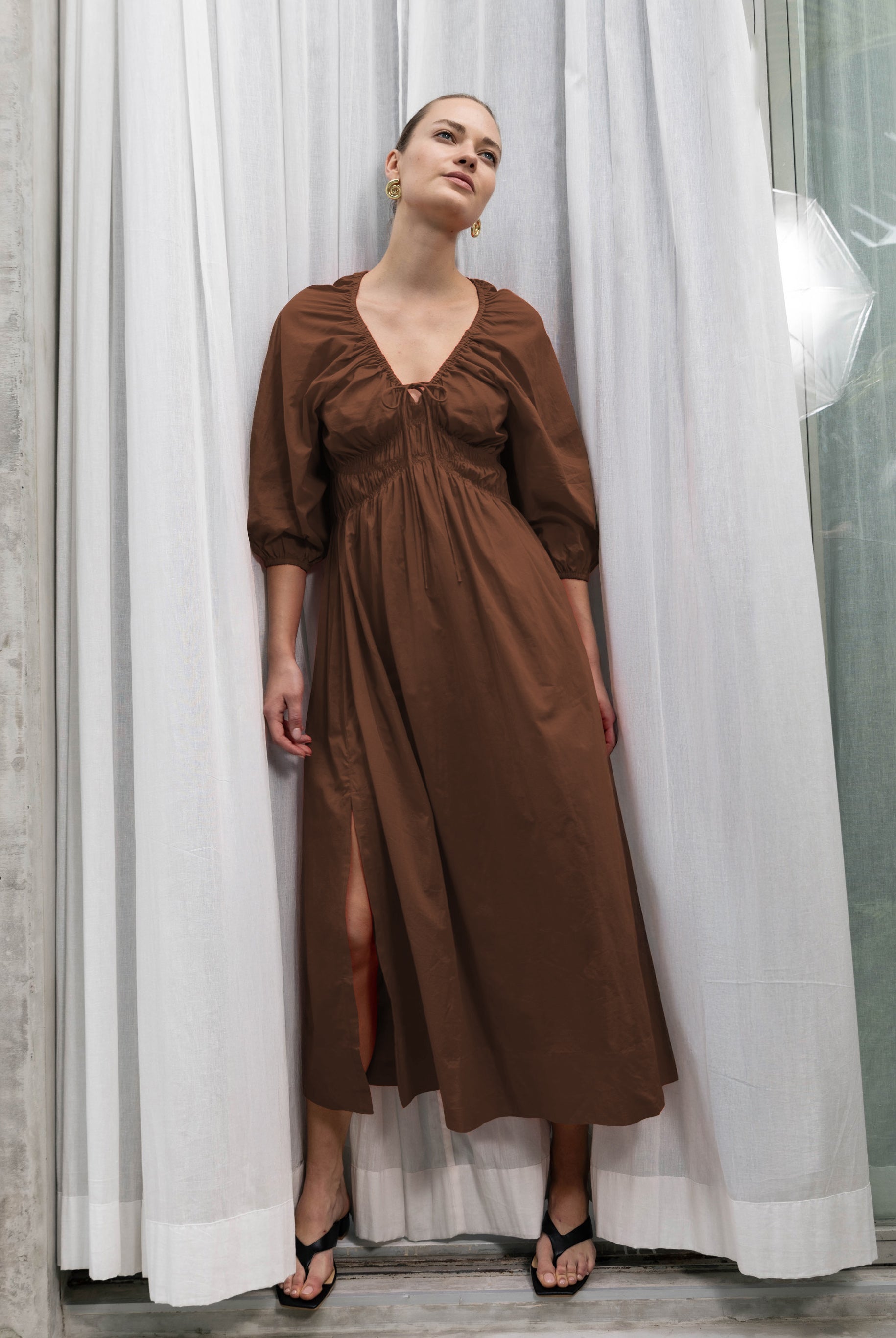 Agnes Dress - Brandy Brown